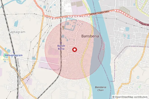 Map showing approximate area covered by Pincode 712502 — Shibpur Bansberia So, Hooghly