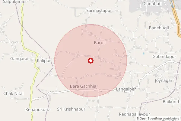 Map showing approximate area covered by Pincode 712512 — Guptipara So, Hooghly