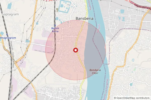Map showing approximate area covered by Pincode 712513 — Gopalpur Bo, Hooghly