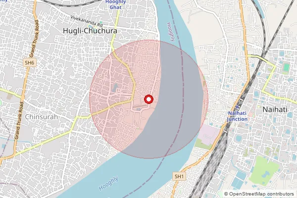 Map showing approximate area covered by Pincode 712514 — Sripur Bazar So Hooghly, Hooghly