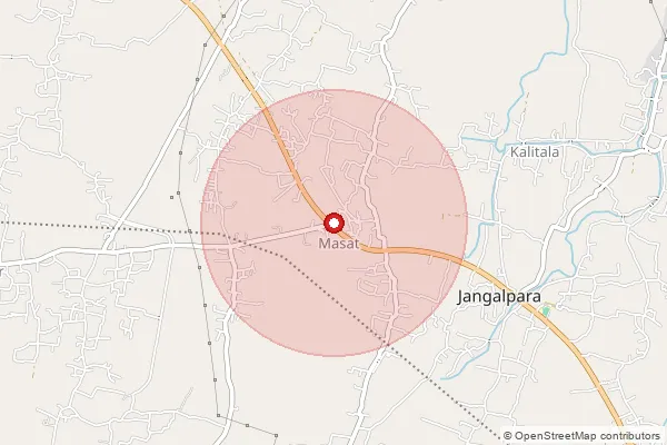 Map showing approximate area covered by Pincode 712701 — Masat Bazar So, Hooghly