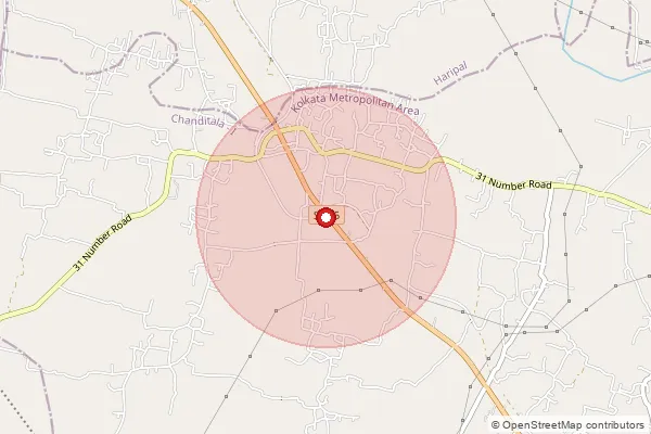Map showing approximate area covered by Pincode 712706 — New Seakhala So, Hooghly