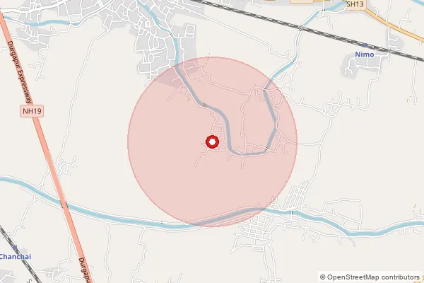 Map showing approximate area covered by Pincode 713151 — Maheshdanga Bo, Purba Bardhaman