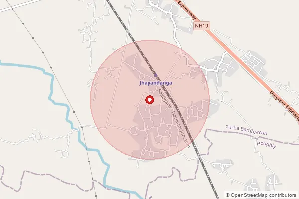Map showing approximate area covered by Pincode 713166 — Dhuluk Bo, Purba Bardhaman