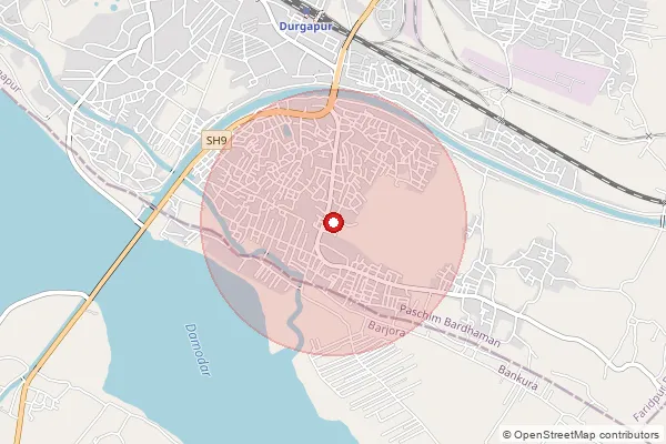 Map showing approximate area covered by Pincode 713201 — Durgapur Ho, Paschim Bardhaman