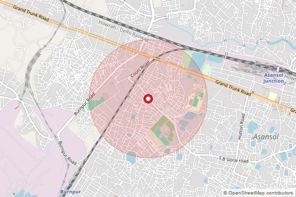 Map showing approximate area covered by Pincode 713301 — Asansol Ho, Paschim Bardhaman