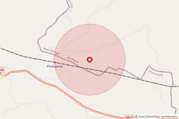 Map showing approximate area covered by Pincode 713315 — Jamgram Bo, Paschim Bardhaman