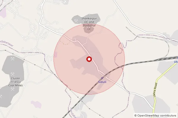 Map showing approximate area covered by Pincode 713322 — Siduli Bo, Paschim Bardhaman