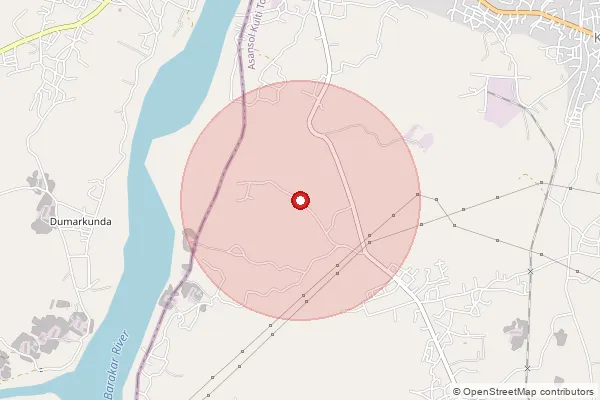 Map showing approximate area covered by Pincode 713324 — Begunia Bazar So, Paschim Bardhaman