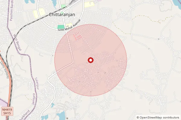 Map showing approximate area covered by Pincode 713344 — Nandi So Bardhaman, Paschim Bardhaman