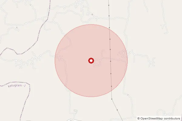 Map showing approximate area covered by Pincode 713520 — Balgona Tulshidanga Bo, Purba Bardhaman