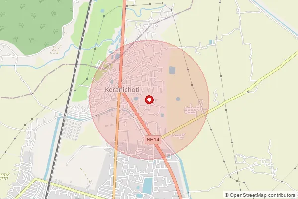 Map showing approximate area covered by Pincode 721101 — Midnapore Ho, Medinipur West