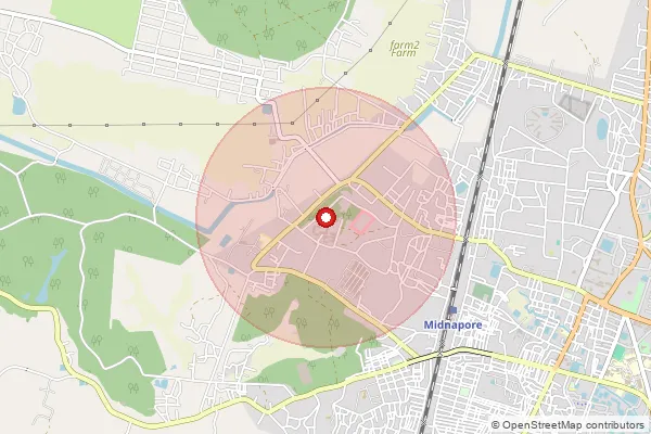 Map showing approximate area covered by Pincode 721102 — Monidaha Bo, Medinipur West