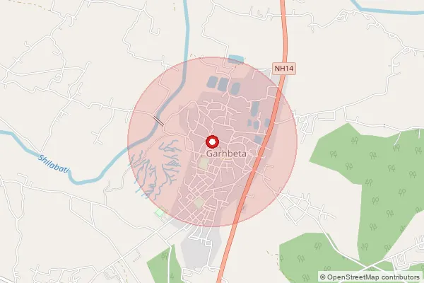 Map showing approximate area covered by Pincode 721127 — Krishnapur Bo, Medinipur West