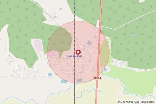Map showing approximate area covered by Pincode 721129 — Gohaldihi Bo, Medinipur West