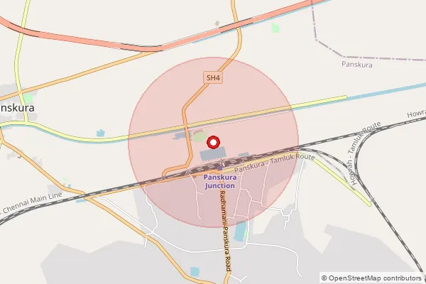 Map showing approximate area covered by Pincode 721131 — Amdan Bo, Medinipur East