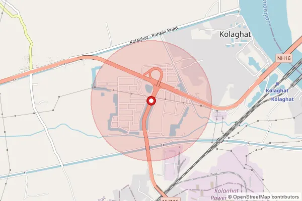 Map showing approximate area covered by Pincode 721134 — Kharui Bo, Medinipur East