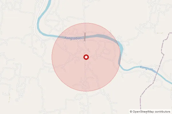 Map showing approximate area covered by Pincode 721136 — Barati Bo, Medinipur West
