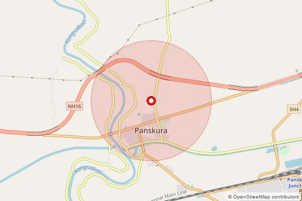 Map showing approximate area covered by Pincode 721139 — Goleghat Bo, Medinipur East