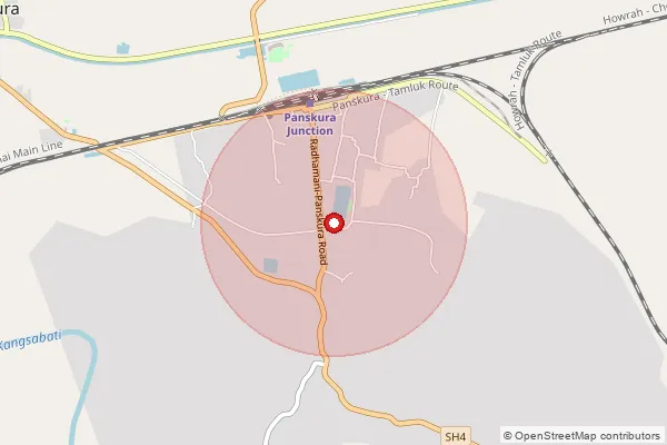 Map showing approximate area covered by Pincode 721144 — Andulia Bo, Medinipur West