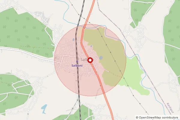 Map showing approximate area covered by Pincode 721147 — Jatrabishnupur Bo, Medinipur West