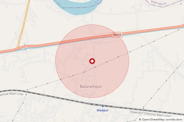 Map showing approximate area covered by Pincode 721149 — Krishnanagar Bo, Medinipur West