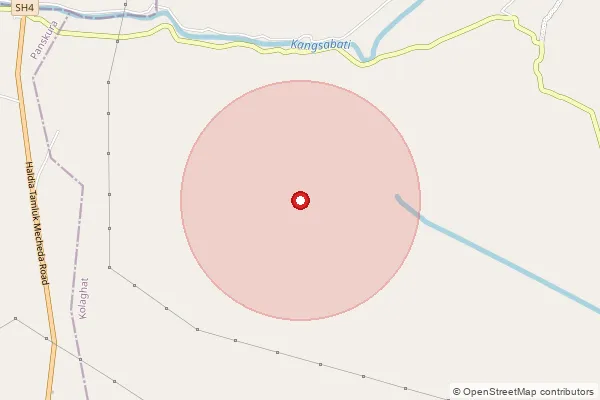 Map showing approximate area covered by Pincode 721152 — Kalukhanra Bo, Medinipur West