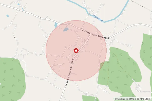 Map showing approximate area covered by Pincode 721157 — Amjore Bo, Medinipur West