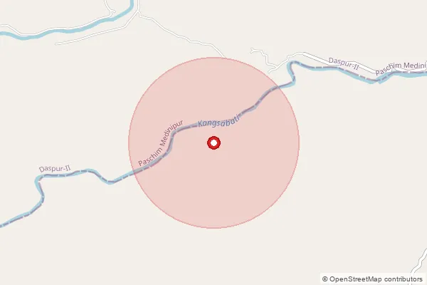 Map showing approximate area covered by Pincode 721158 — Baishnabchak So, Medinipur East