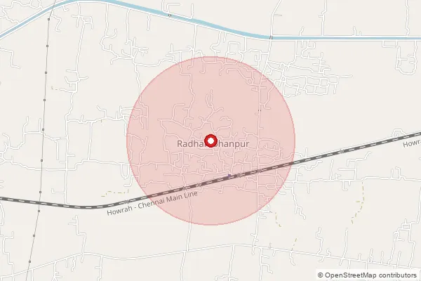 Map showing approximate area covered by Pincode 721160 — Bansda Palashi Bo, Medinipur West