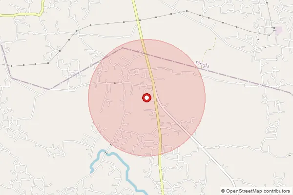 Map showing approximate area covered by Pincode 721166 — Badalpur Bo, Medinipur West