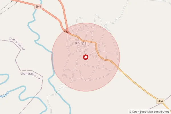 Map showing approximate area covered by Pincode 721232 — Chaklachipur Bo, Medinipur West