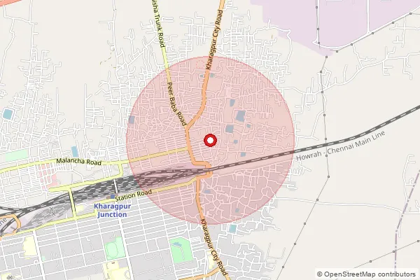 Map showing approximate area covered by Pincode 721305 — Harishpur Bo, Medinipur West