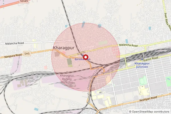 Map showing approximate area covered by Pincode 721306 — Hijli Cooperative Bo, Medinipur West
