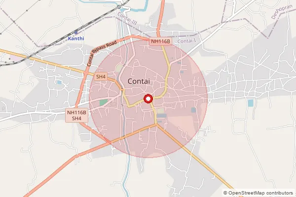 Map showing approximate area covered by Pincode 721405 — Athilagori So, Medinipur East