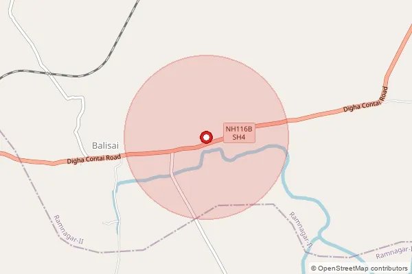 Map showing approximate area covered by Pincode 721423 — Deuli Bo, Medinipur East