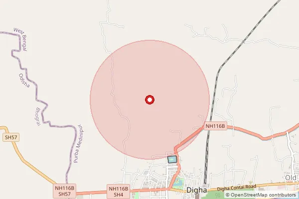 Map showing approximate area covered by Pincode 721428 — Saripur Bo, Medinipur East