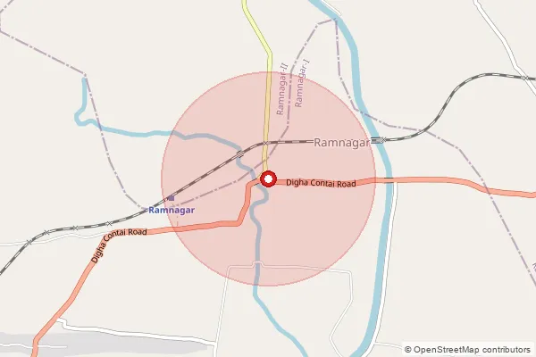 Map showing approximate area covered by Pincode 721441 — Haldia Patna Bo, Medinipur East