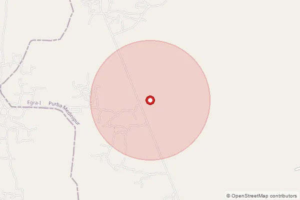 Map showing approximate area covered by Pincode 721447 — Kalyanpur Tentulmuri Bo, Medinipur East