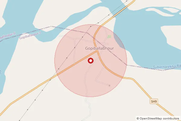 Map showing approximate area covered by Pincode 721506 — Janaghati Bo, Jhargram