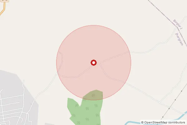 Map showing approximate area covered by Pincode 721514 — Pukuria Bo, Jhargram