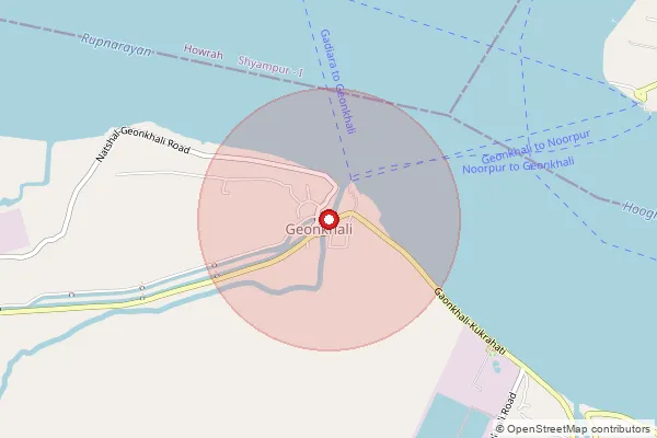Map showing approximate area covered by Pincode 721603 — Geonkhali So, Medinipur East
