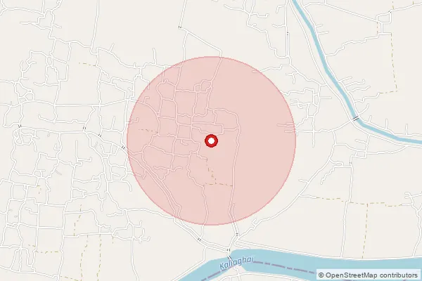 Map showing approximate area covered by Pincode 721624 — Rangibasan So, Medinipur East