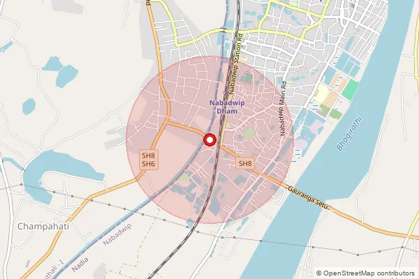 Map showing approximate area covered by Pincode 721626 — Charabarh Bo, Medinipur East