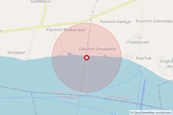 Map showing approximate area covered by Pincode 721628 — Garhkamalpur Bo, Medinipur East