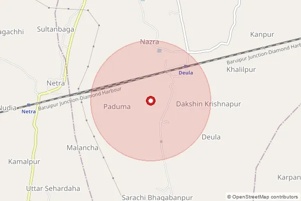 Map showing approximate area covered by Pincode 721631 — Durgapur Bo, Medinipur East