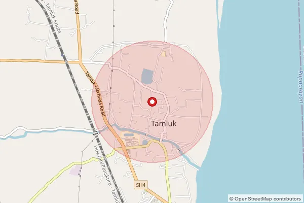 Map showing approximate area covered by Pincode 721637 — Abasbari So, Medinipur East