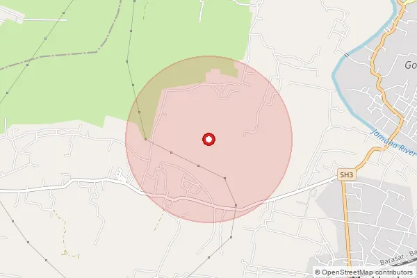 Map showing approximate area covered by Pincode 721642 — Raichak Bo, Medinipur East