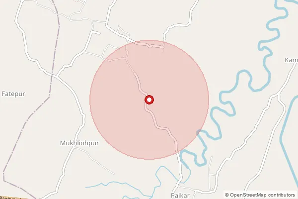 Map showing approximate area covered by Pincode 721648 — Mirpur Bo, Medinipur East