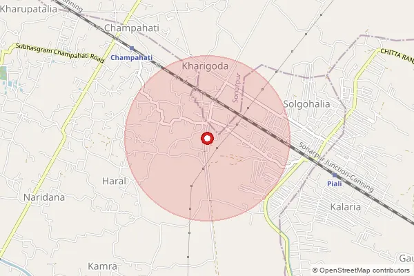 Map showing approximate area covered by Pincode 721649 — Chakjiandighi Bo, Medinipur East